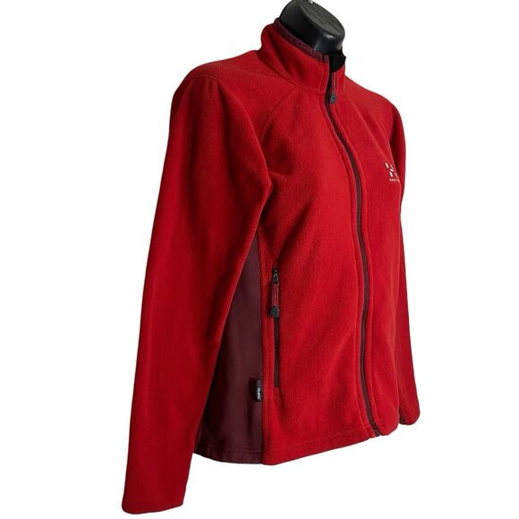 Haglofs Fleece Jacket Womens XS Polartec Red Full Zip High Neck Gorpcore Hiking - Picture 2 of 16